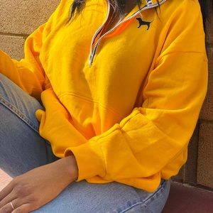 Yellow VS PINK quarter zip sweater